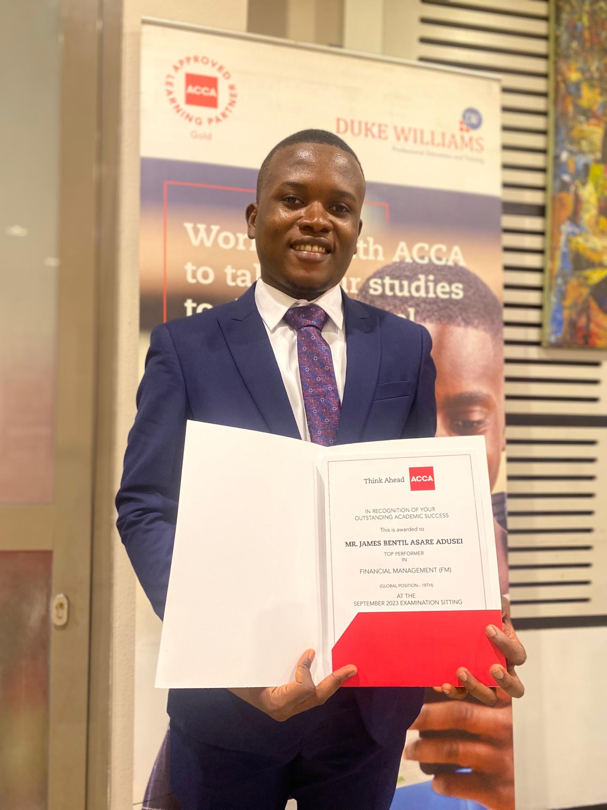James Bentil Asare Adusei, Top performer in Financial Management
